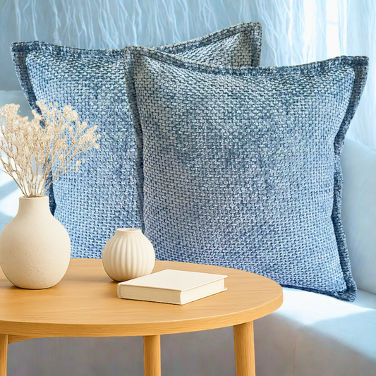 FSJfam 16x16 Chenille Throw Pillow Covers – Set of 2 with Zipper & Flange Edge
