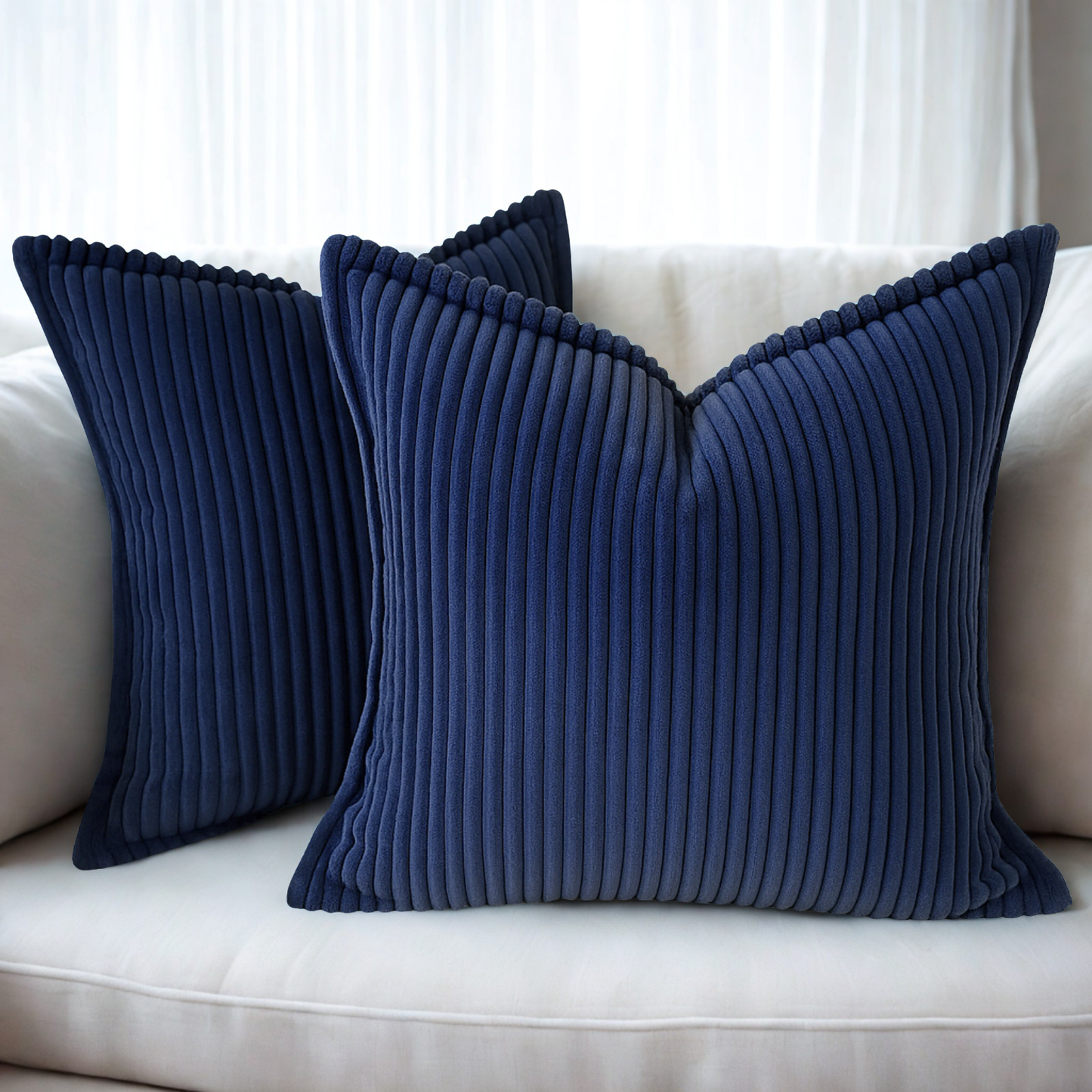 FSJfam Corduroy Throw Pillowcase Set of 2 16x16 Soft Decorative Cushion Covers for Sofa