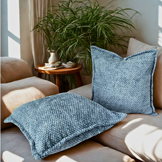 FSJfam Textured Chenille Set of 2 Dusty Blue Throw Pillow Covers