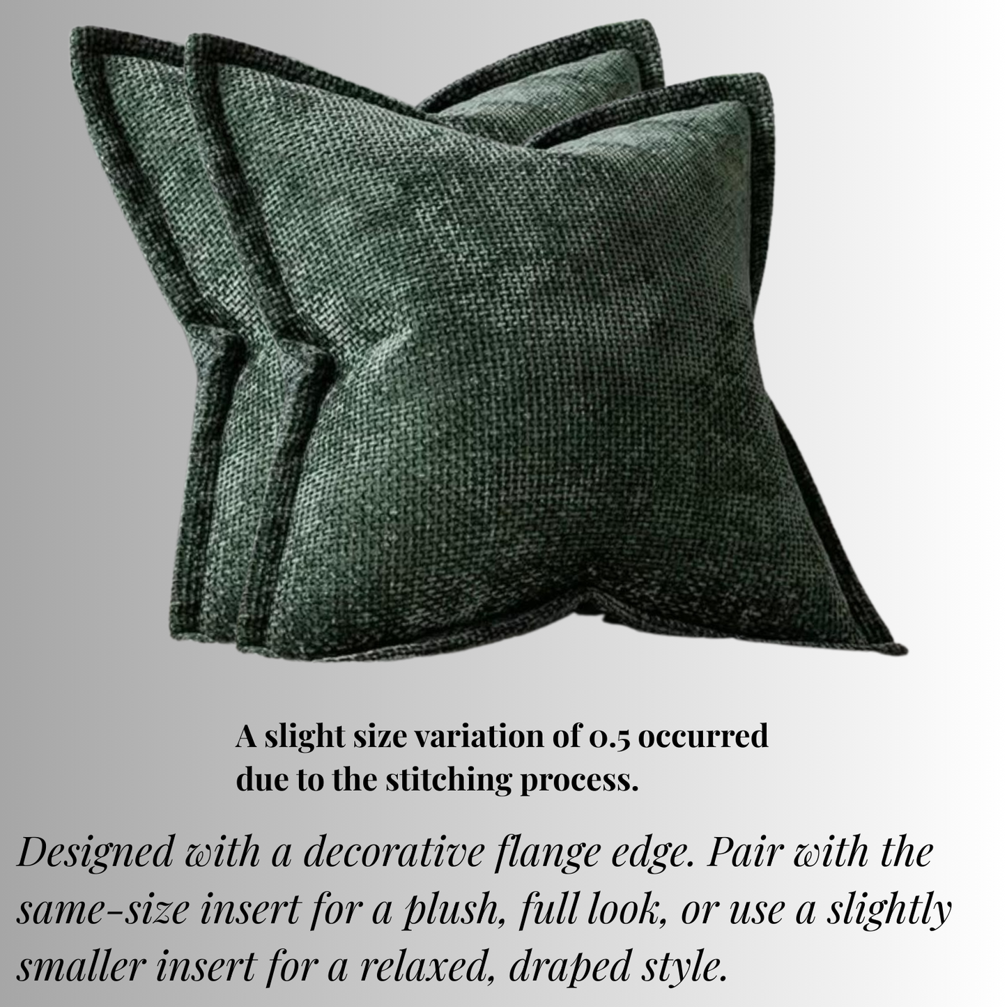 FSJfam Textured Chenille Set of 2 Deep Green Throw Pillow Covers Pillowcases for Livingroom and Bedroom Decor