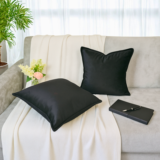 FSJfam Set of 2 Velvet Throw Pillow Covers – 16x16 with Hidden Zipper & Flange Edge