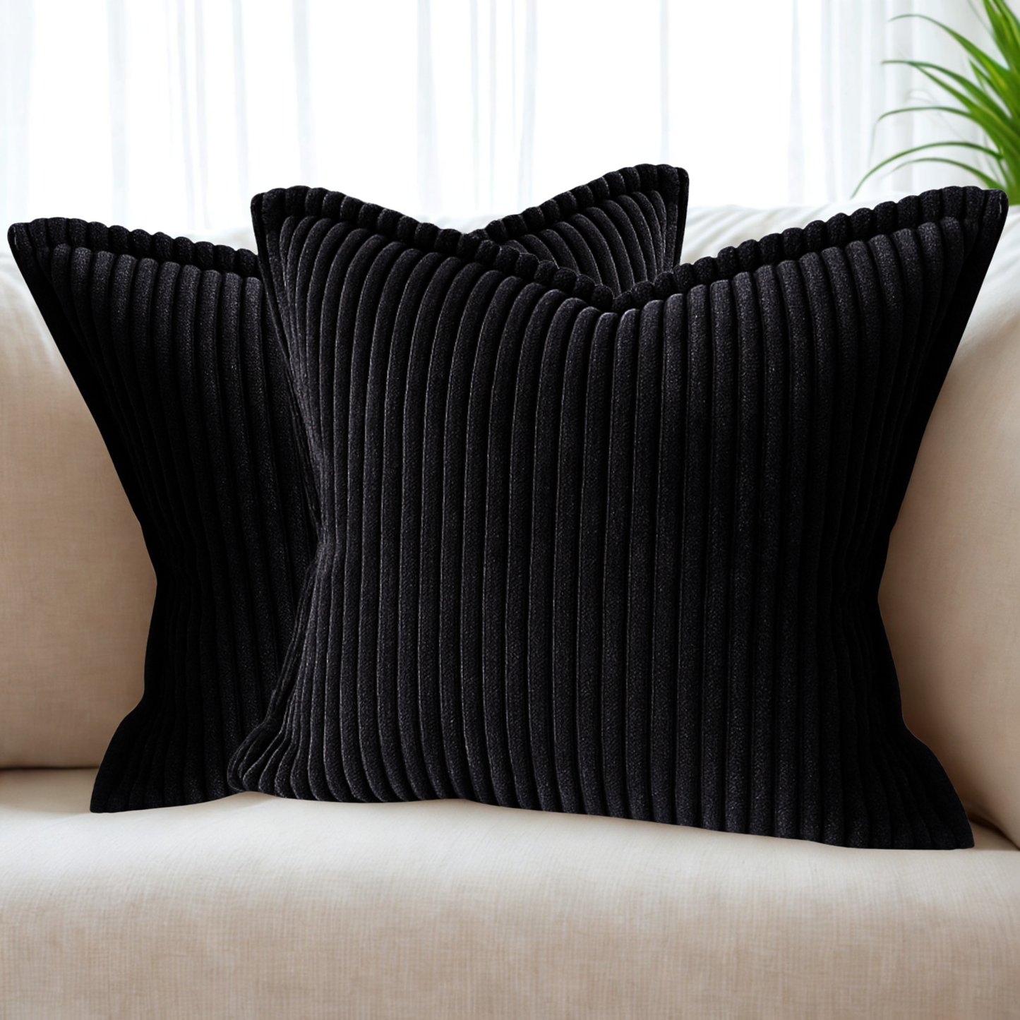 FSJfam Corduroy Throw Pillowcase Set of 2 16x16 Soft Decorative Cushion Covers for Sofa