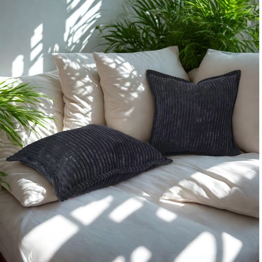 FSJfam Corduroy Throw Pillowcase Set of 2 16x16 Soft Decorative Cushion Covers for Sofa