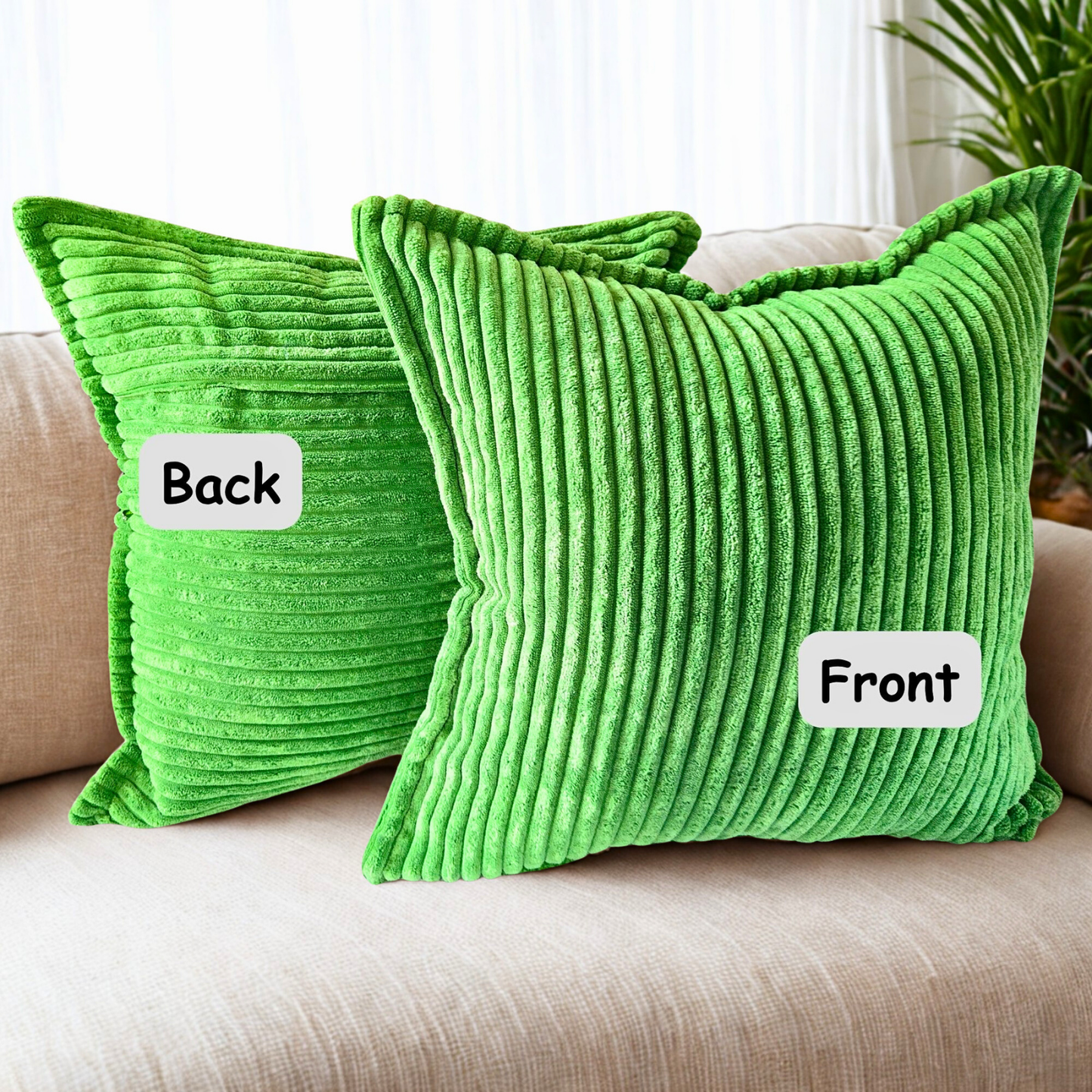 FSJfam Corduroy Throw Pillowcase Set of 2 16x16 Soft Decorative Cushion Covers for Sofa