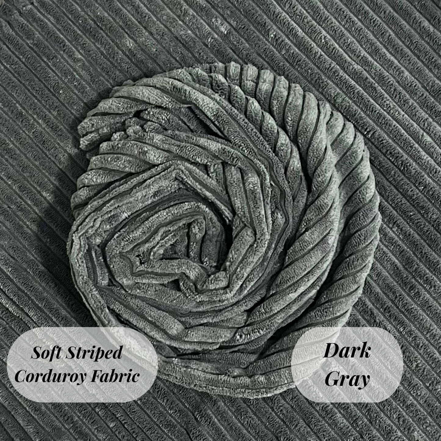 Corduroy Dark Gray Throw Pillow Covers – Set of 2 Pillowcases for Bedroom and Living room Decor