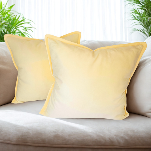 FSJfam Set of 2 Velvet Beige Throw Pillow Covers - Pillowcaes for Bedroom and Livingroom Decor
