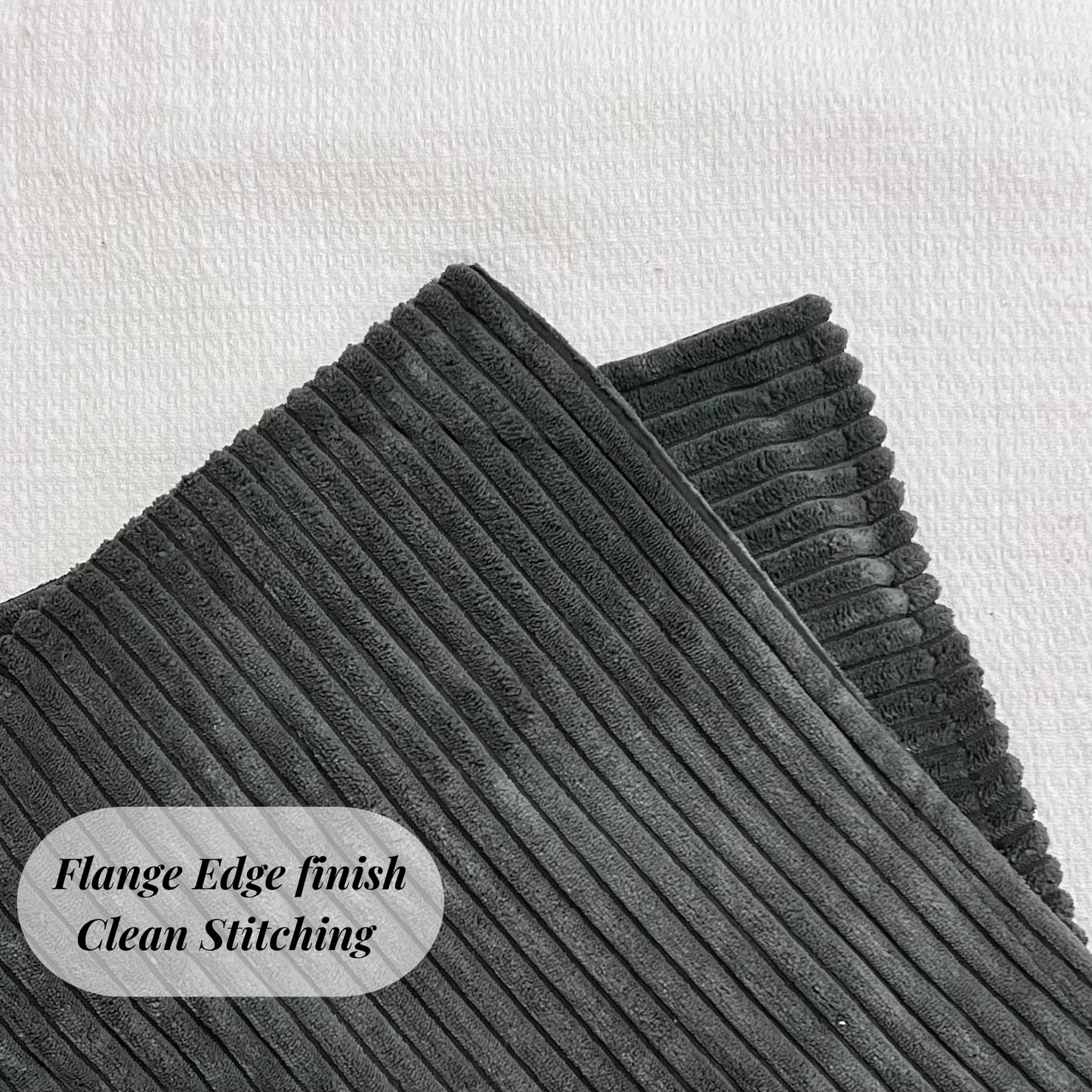 Corduroy Dark Gray Throw Pillow Covers – Set of 2 Pillowcases for Bedroom and Living room Decor