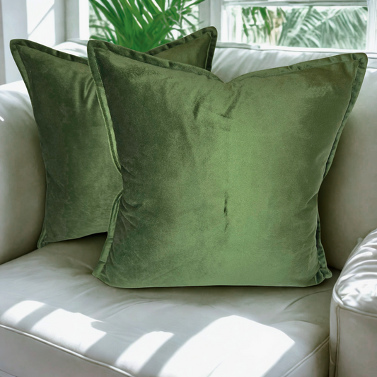 FSJfam Set of 2 Velvet Olive Green Throw Pillow Covers - Pillowcaes for Bedroom and Livingroom Decor