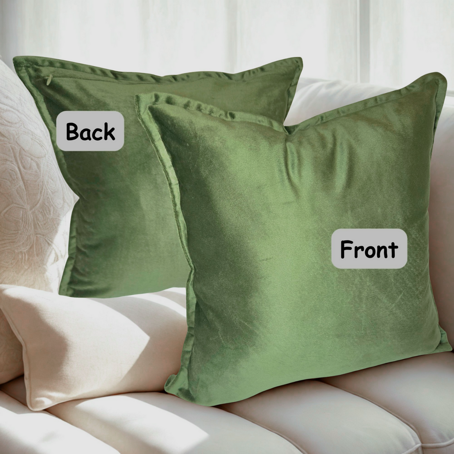 FSJfam Set of 2 Velvet Olive Green Throw Pillow Covers - Pillowcaes for Bedroom and Livingroom Decor