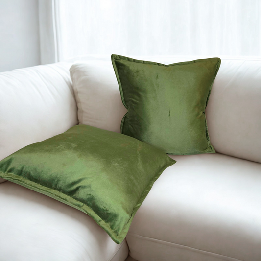 FSJfam Set of 2 Velvet Olive Green Throw Pillow Covers - Pillowcaes for Bedroom and Livingroom Decor
