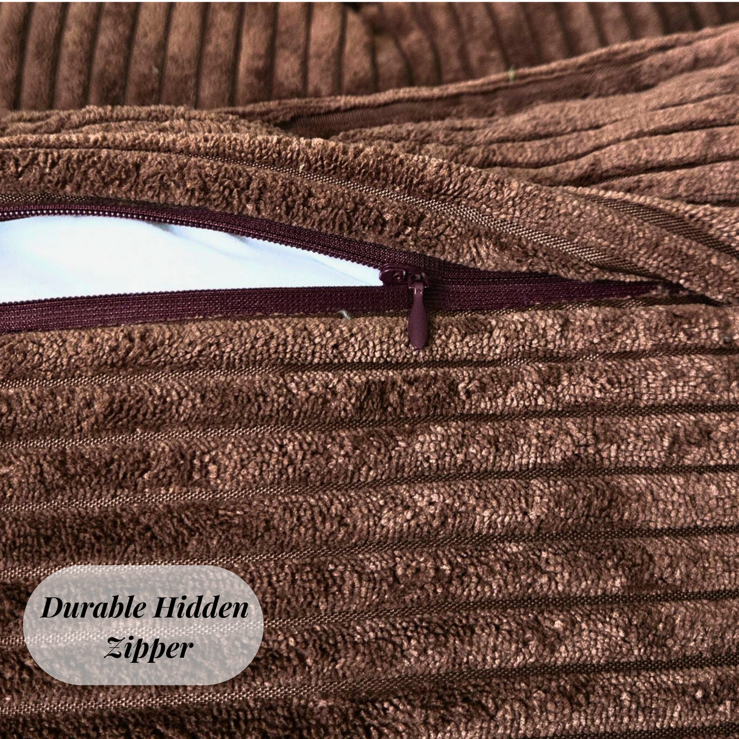 Corduroy Dark Brown Throw Pillow Covers – Set of 2 Pillowcases for Bedroom and Living room Decor