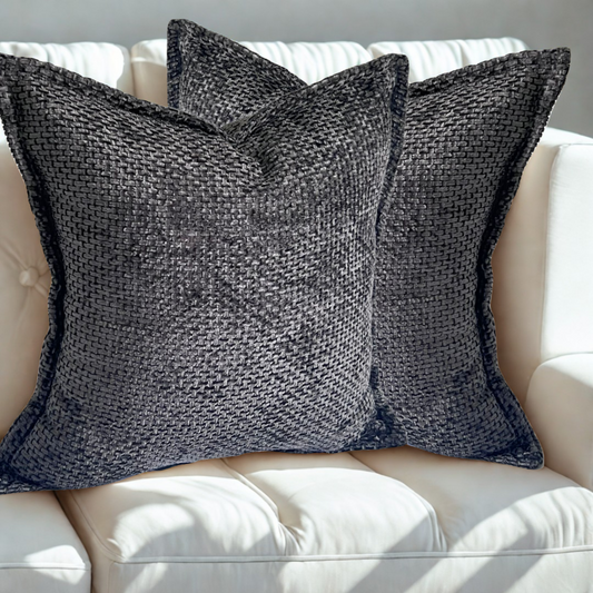 Chenille Black Throw Pillow Covers – Set of 2