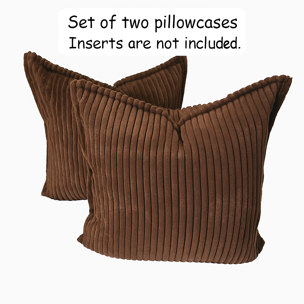 Corduroy Dark Brown Throw Pillow Covers – Set of 2 Pillowcases for Bedroom and Living room Decor