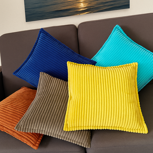 Corduroy Navy Blue Throw Pillow Covers – Set of 2