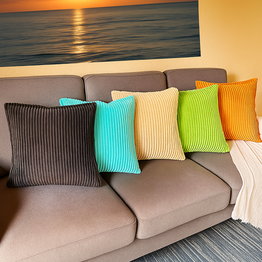 FSJfam Corduroy Black Throw Pillow Covers – Set of 2 Pillowcases for Bedroom and Living room Decor