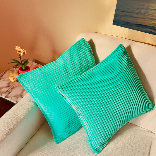 Corduroy Turquoise Throw Pillow Covers – Set of 2