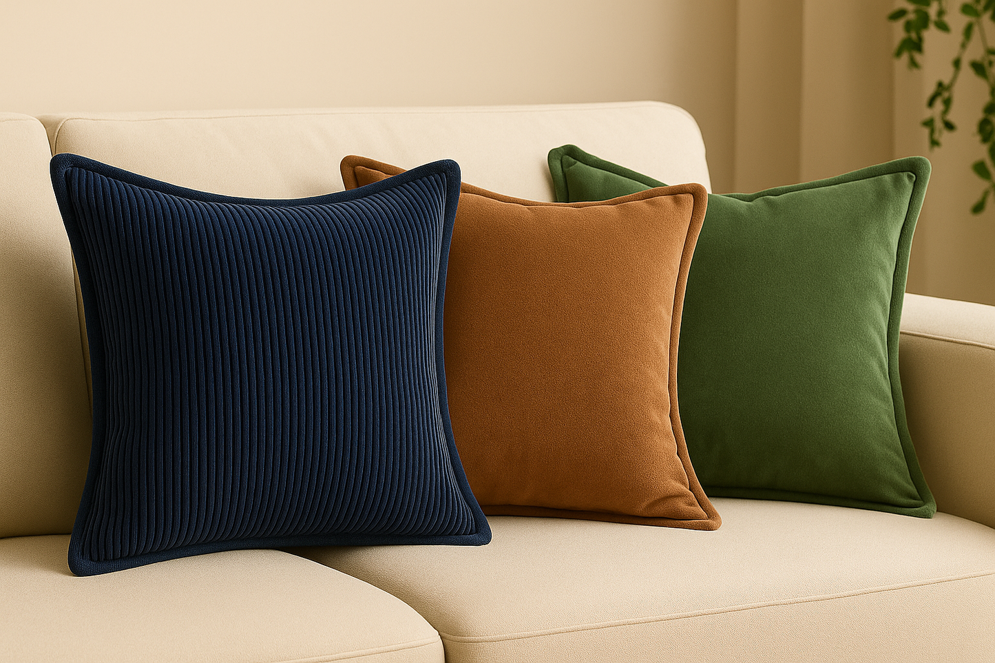 Corduroy Navy Blue Throw Pillow Covers – Set of 2